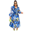 Amazon new plus size printed dress women's fashion european and american cross-border e-commerce independent fashion dress