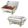 Gold stainless steel buffet warmer - commercial hotel buffet stove - alcohol-fired food warmer