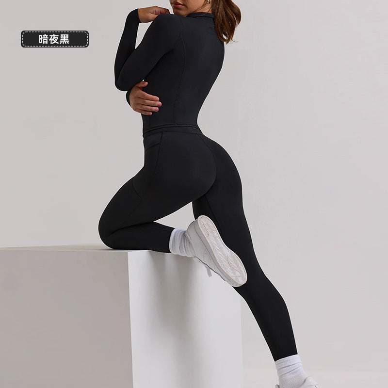 new arrival long-sleeve yoga top and bottom set - premium women's activewear two-piece workout outfit