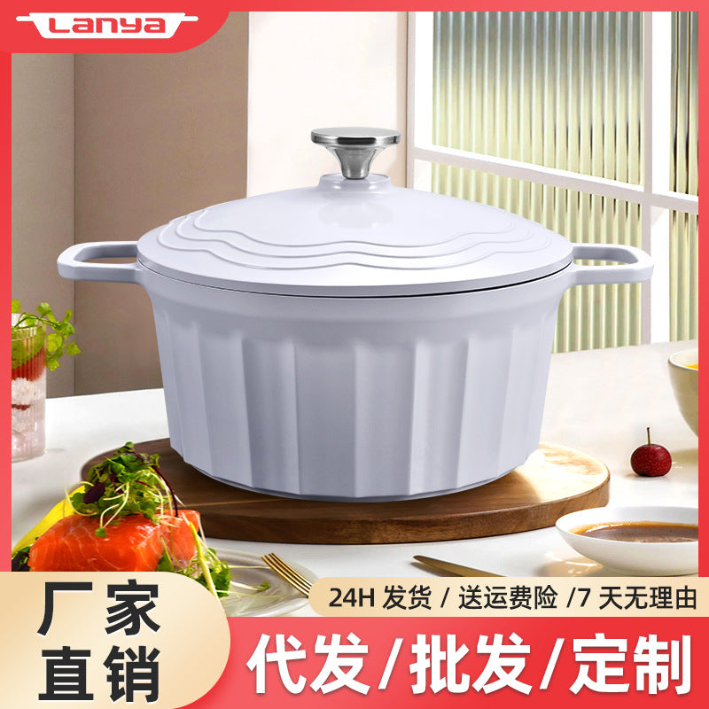 Enamel pot for home non-stick kitchen double ear soup pot induction cooker neutral large capacity soup pot in stock wholesale