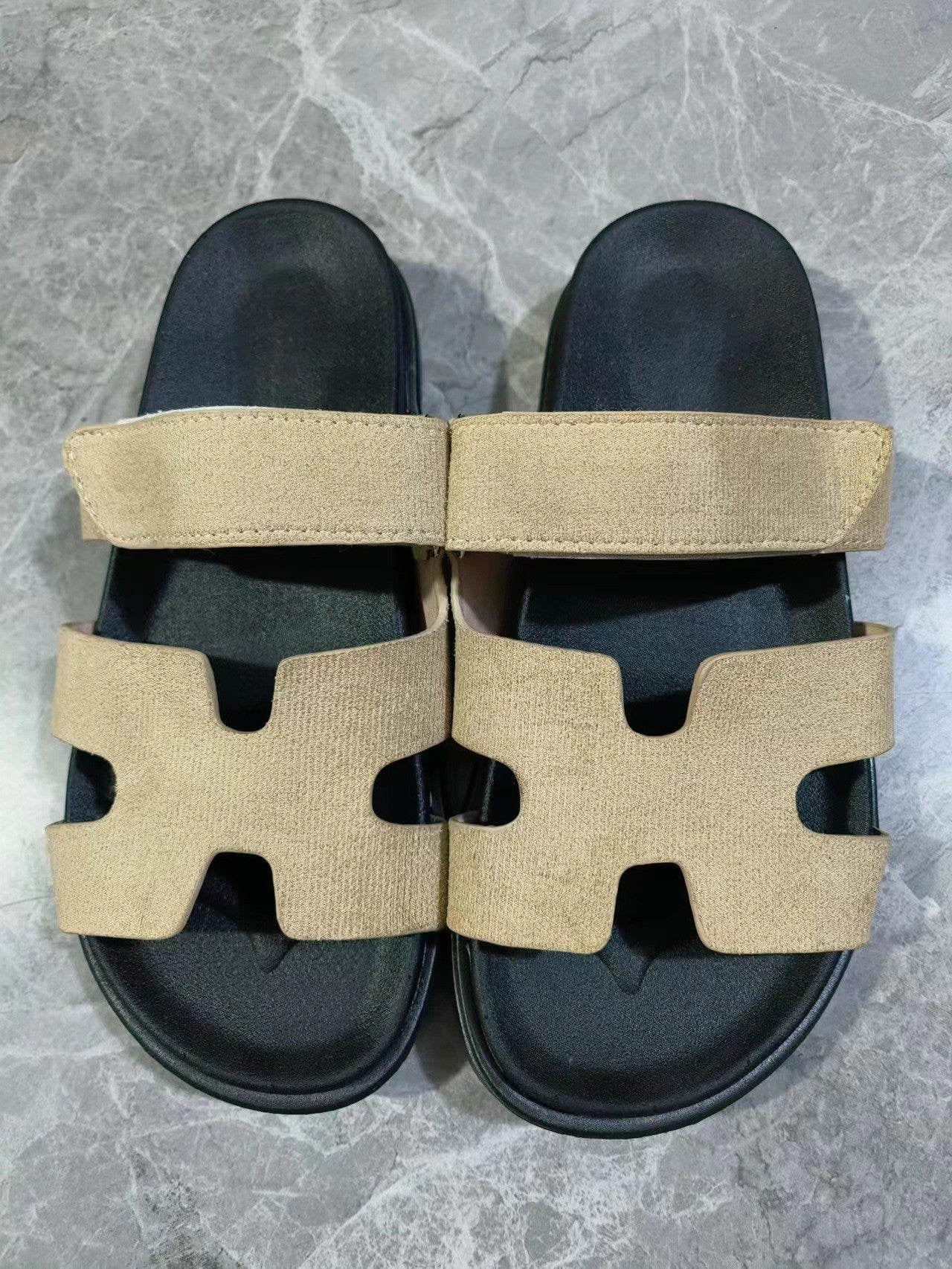 Cross-border second uncle dragging girl thick bottom H slippers 2024 new Velcro  large size fashion slippers wholesale
