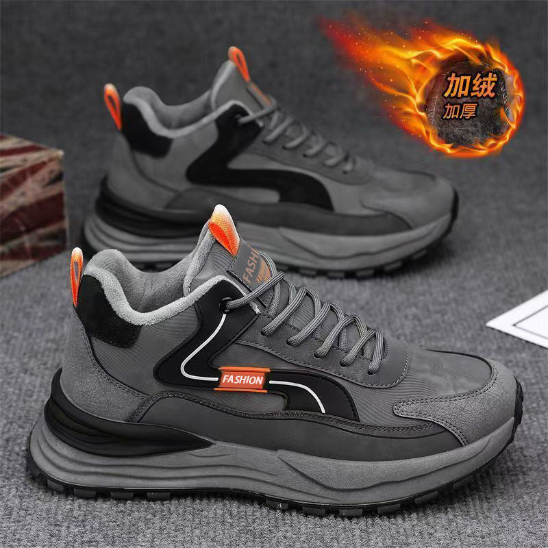 Winter new men's shoes: fleece-lined, warm, double-layer cotton shoes for men - waterproof, slip-resistant, work safety, wear-resistant, thick-soled athletic shoes