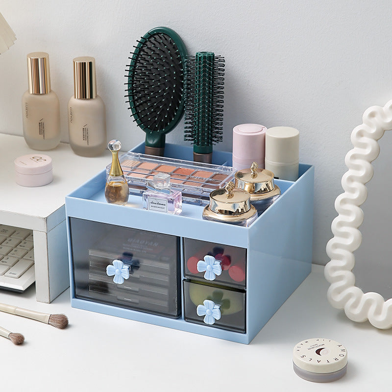 Desktop cosmetic multifunctional storage office pen holder makeup brush lipstick eyebrow pencil drawer compartment dressing box