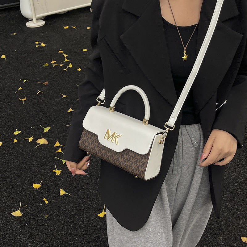 Women's bag 2025 new style shoulder chain crossbody color block fashionable textured large capacity factory direct small square bag