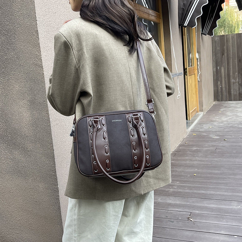 High sense European and American style portable messenger bag women's 2025 new fashion niche design Boston shoulder bag