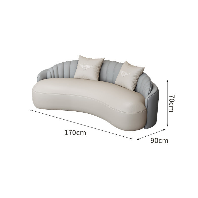 Cream style normcore slate leather corner table modern living room round small apartment size round coffee table sofa combination