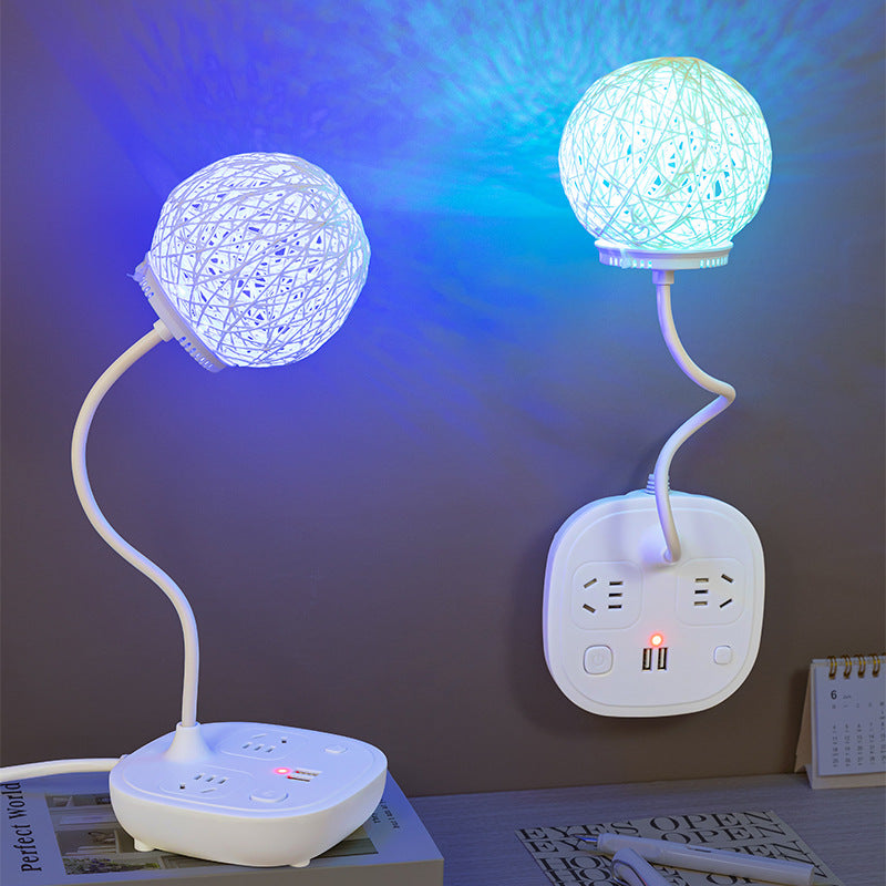 Smart voice control desk lamp socket with usb multifunctional home bedside lamp dormitory bedroom voice-activated led night light
