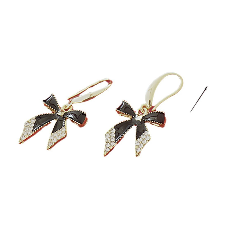 new arrival korean black bow earrings trendyeasiest for matchpopularaccessible luxurysense of design ear hooks earrings