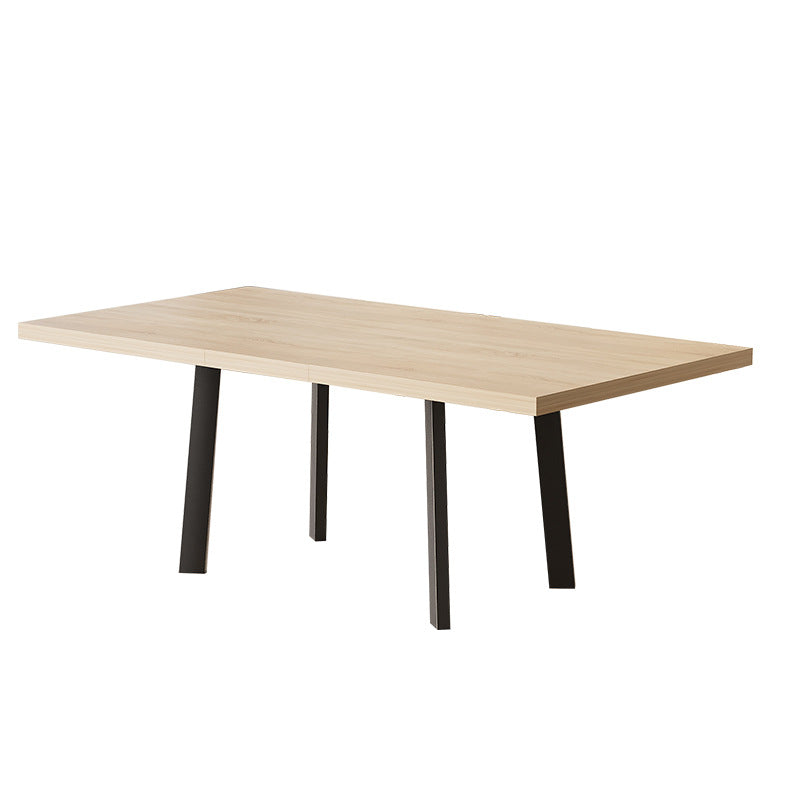 Factory direct customizable modern nordic rectangular dining table - minimalist extendable iron frame wood grain table for home use