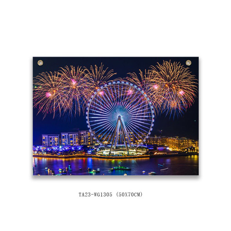 Cross-border Christmas decoration background canvas painting lights, holiday decoration dormitory led lighting, room layout, hanging paintings customization