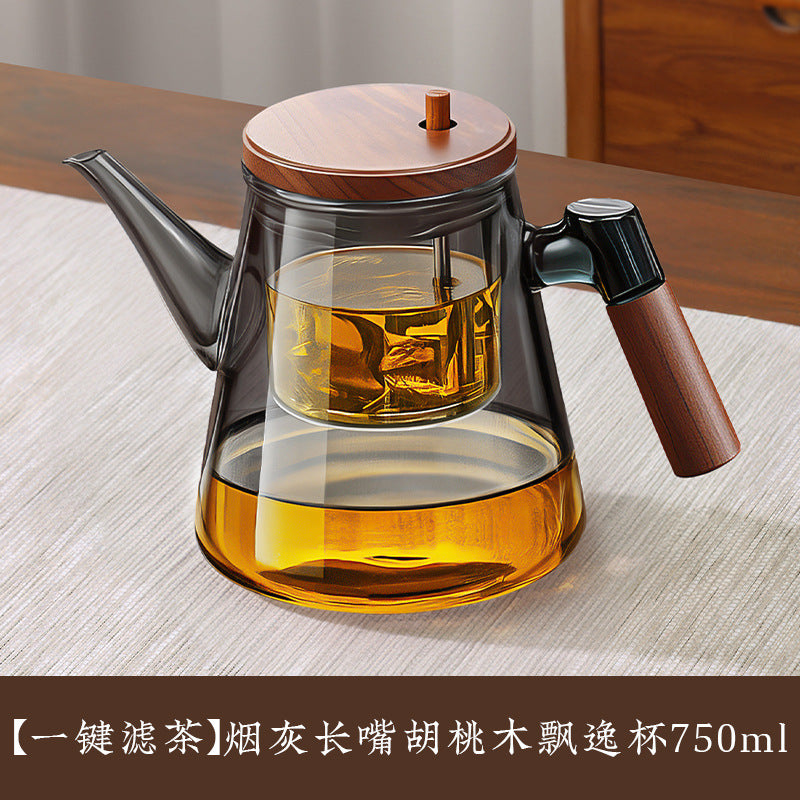Long mouth elegant cup tea water separation tea cup glass liner teapot tea setfor home filter tea maker tea pot