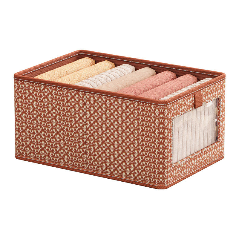 Beige V-shaped visual window clothing storage box ins wardrobe classification storage box household clothes pants storage box