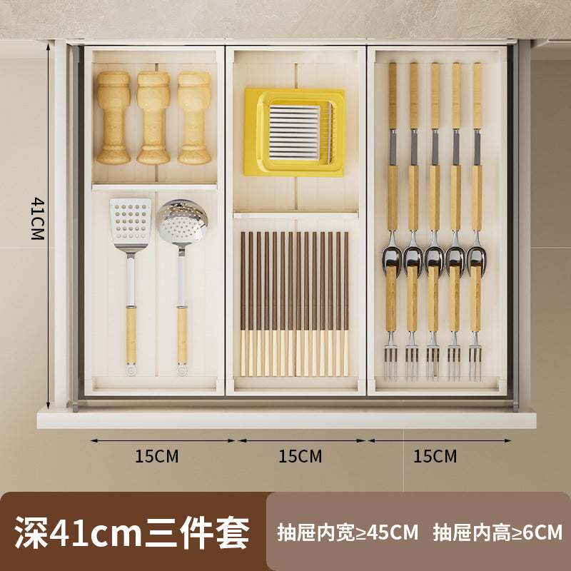 Kitchen drawer storage box partition tableware household finishing cabinet built-in grid knife fork chopsticks kitchen utensils rack