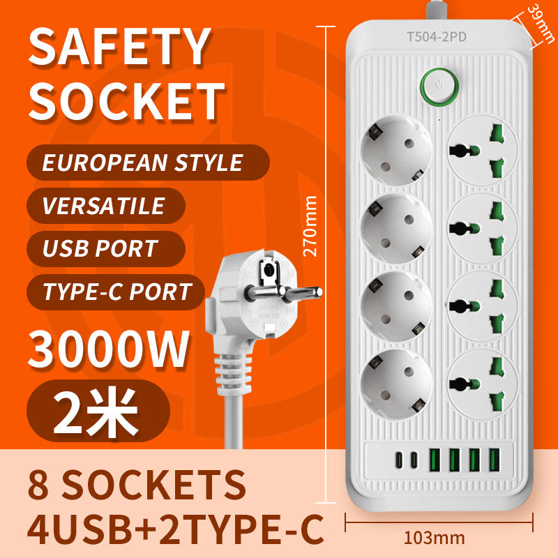 European power strip, european standard wiring, russian, german, korean round european standard switch, for home socket, multiple usb