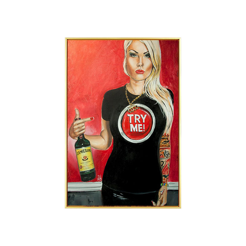 Bar decorative painting industrial style retro beautiful woman ktv box dance hall clear bar background wall painting creative painting