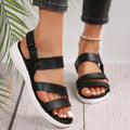 new arrival: women's summer casual platform sandals - plus size, faux leather, single strap, cross-border style