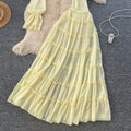 Vacation style elegant one shoulder shorttube top navel exposed chiffon tops high waistruffles skirt hot girl suit
