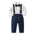 kidsautum new product kids clothing k-style boys suit cotton long sleeves white shirt overalls first birthday dress