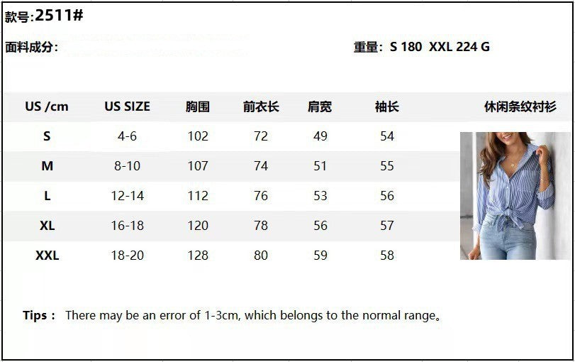 European and American  women's clothing 2025 spring new  striped cardigan top loose casual long-sleeved shirt women