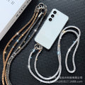 Square crystal backable cross-body mobile phone lanyard classy women's fashion mobile phone cross-body chain anti-lost popular chain