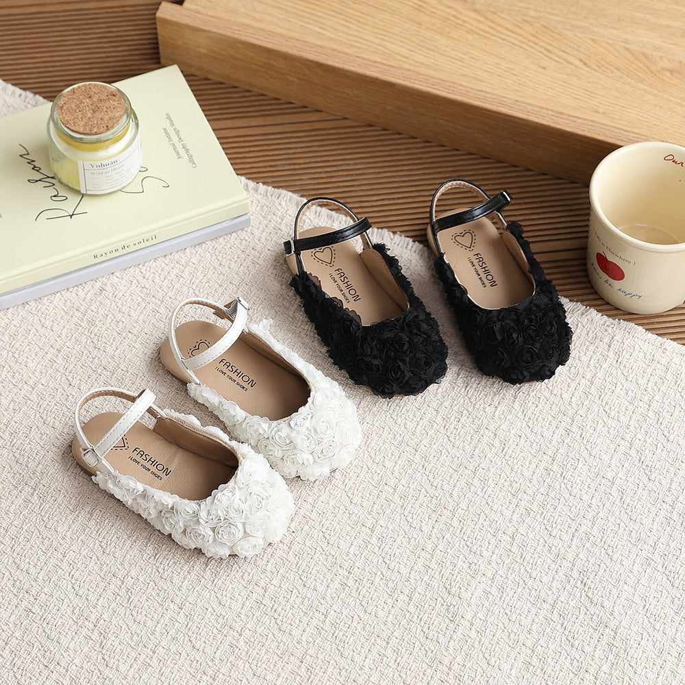 Vancahao girls' floral princess shoes, spring  new collection: round-toe, half-wrap sandals for toddlers and young children