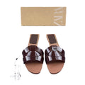 Za2024summernew arrival round toe flats one-shaped shallow mouth asymmetrical flat heel fashioneasiest for match sandals and slippers for women