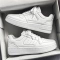 Men's spring new leather skate shoes - breathable, athletic, casual sneakers for teens - trendy, versatile, chunky sole white sneakers