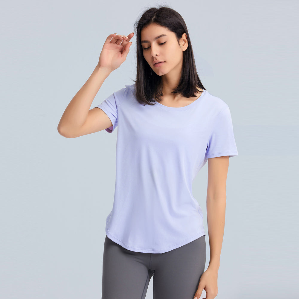 Summer lightweight loose-fit yoga short sleeve women's brushed breathable fitness top - quick-dry activewear for running and exercise (ds075)