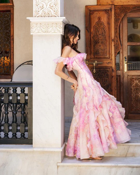 Beach vacation style suspender skirt gauze frenchruffles beach dress atmosphere long skirt elegant fairy style