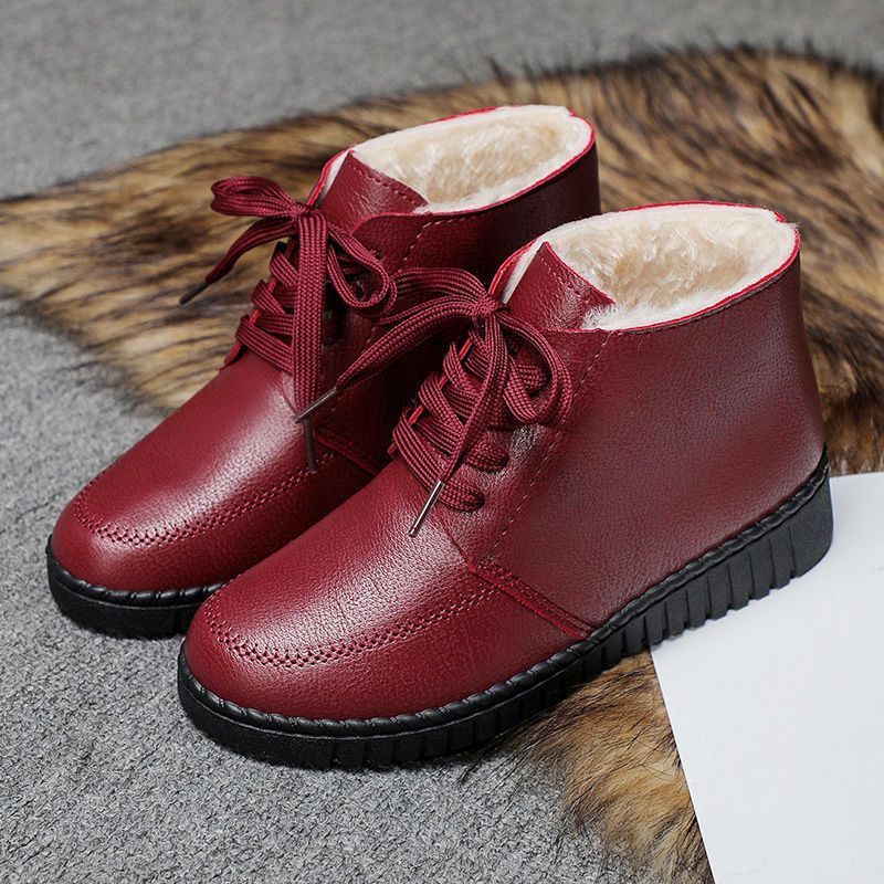 Winter slip-on fleece-lined cotton shoes heattech ladieswear shoes non-slipthickened cotton shoes for middle-aged and elderly people flatsnon-slip granny shoes