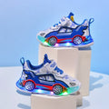 Glowing sneakers  spring/autumn new cartoon car kids' casual shoes, leather light-up shoes for young boys and girls