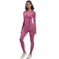 Customizable knitted high-stretch long ski suit set - women's two-piece activewear for sports, running, fitness, and yoga
