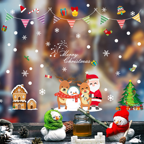 Christmas Charms Christmas Scene Arrangement Decorative Stickers Window Glass Window Stickers Festive Wall Stickers HM92049ds