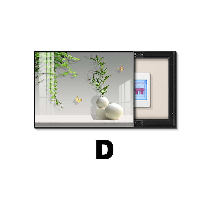 Modern simple meter box decorative painting green plant distribution box electric switch box living room switch box strong electric box blocking hanging painting