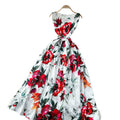 European and american style niche fashion printed dress - women's high-end tie-waist slimming sleeveless vest maxi dress