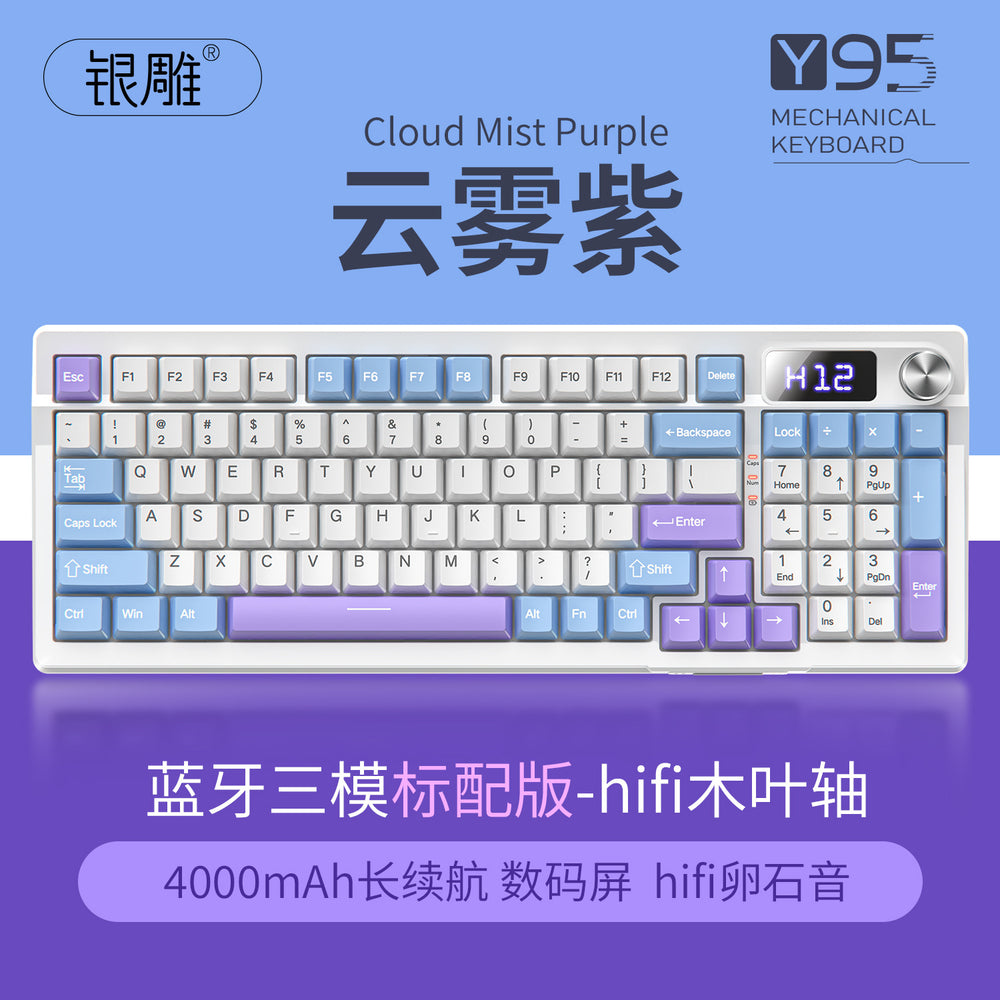 Y95 bluetooth tri-mode mechanical keyboard - customizable wireless 98-key layout, rgb wired gaming gasket keyboard, computer peripheral