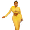 Fashion style insexport hip-covering elegant pleated stylish skirt suitcut outcrop toppure colorv necktwo-piece set women's clothing