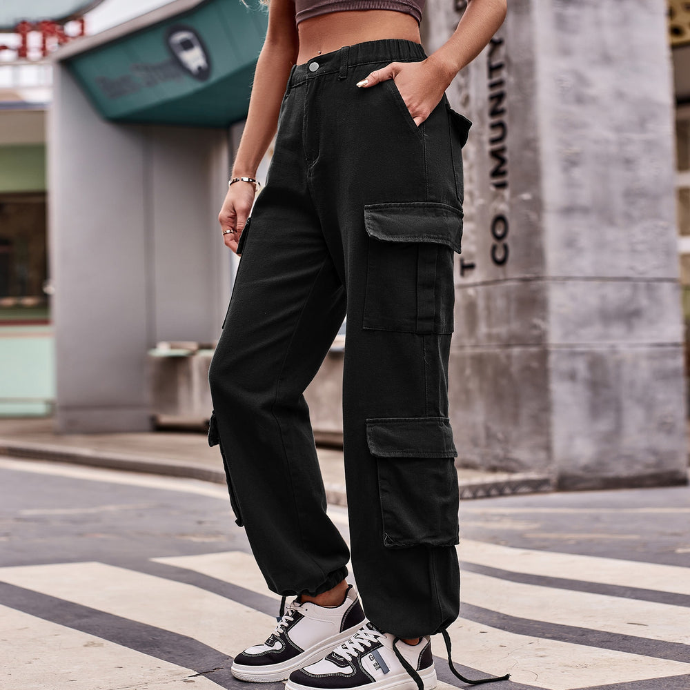 cross-border fashion: new loose-fit drawstring design denim cargo pants for women - perfect for , european & american export, casual & activewear