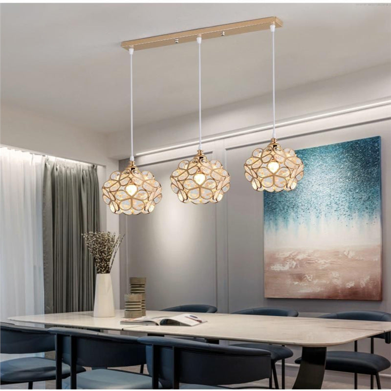 Accessible luxury restaurant chandelier three-head modern casual bar art dining table small chandelier scandinavian creative popular crystal lamp