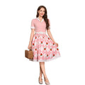 Amazon fashion retro short sleeve printing dress women  summer new arrival silmslimming look skirt