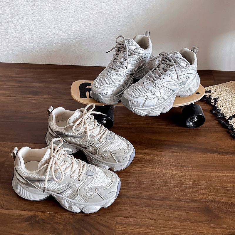 Dad shoes women's 2026 spring summer new arrivalfashioneasiest for match mesh breathable thick sole heightened casual sports shoes trendy