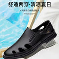 Special big salenew arrivalmen leather sandals summer breathable leather shoes middle-aged and elderly soft bottom dad hole shoes cut out