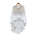 Korean style design lapel long sleeve shirt dress women's summer ruffle asymmetrical midi dress commute elegant
