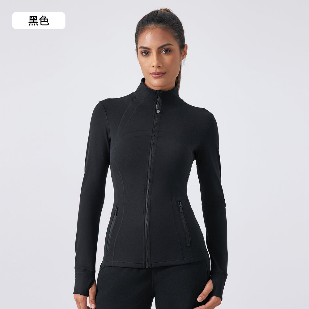 Autumn new yoga jacket women's running cycling sports long sleeve slim fit stand collar workout fitness apparel daw182