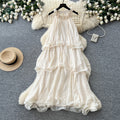 French halter sleeveless pure desire dress women's summer  new arrival vacation style white cake skirt elegant long skirt