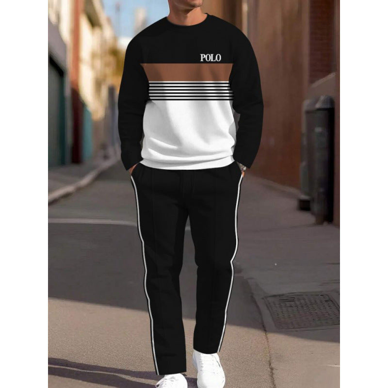 cross-border e-commerce 3d digital print men's autumn/winter new casual fitted long-sleeve hoodie and pants set