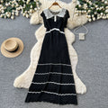 Vacation style lace cut outeleganteasiest for matchdress women's summerretroslimming look a-line long skirt work clothingelegant