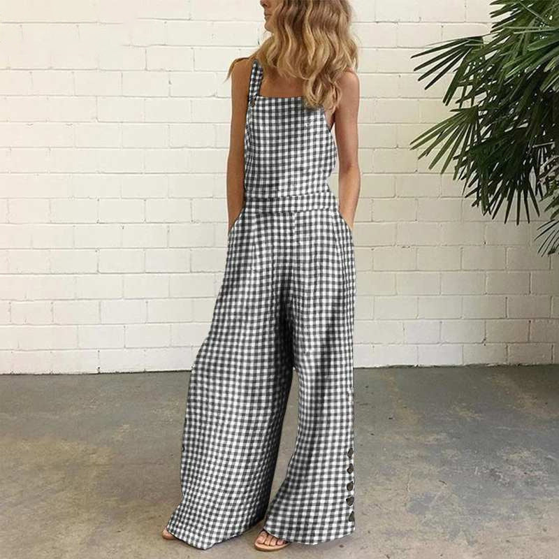 Independent station fashion  new  four-color polka dot wide-leg pants pants digital printing backless jumpsuit