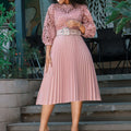 Amazon foreign trade women's clothing  new lace crochet sexy hollow-out pleated patchwork cross-border fashion dress
