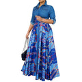 Q097 independent station  foreign trade women's fashion casual elegant printed turn-down collar shirt dress cross-border dress